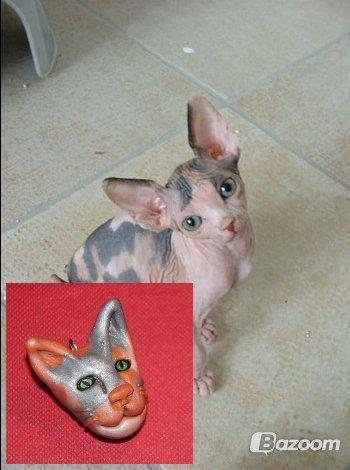 Sphynx Clara - Clara som perlevedhæng, lavet af Annika R herinde fra kattegalleri. Hun laver sådan nogle fine ting! :) billede 2