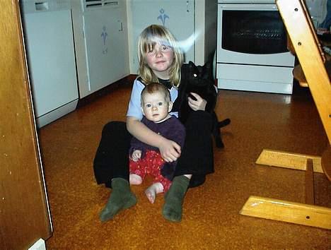 Huskat Oliver - for ca. tre år siden.. oliver med mine lille søstre.. billede 4