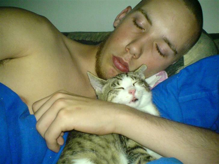 Huskat Alfie (givet væk) - her ligger vi så og sover grunden til de store neger læber jeg render rundt med der skyldes et fald på cykel  billede 10