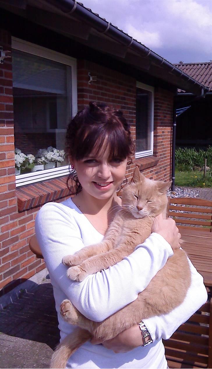 Huskat Semba - Min kat og jeg :) Det er svært at holde sine øjne åbne når solen skinder så meget :)  billede 3