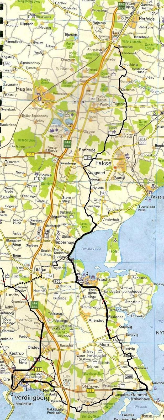 Rutekort Sjælland - Syd 4 c - Kalvehave (4 kort) - Ca. 200 km billede 23