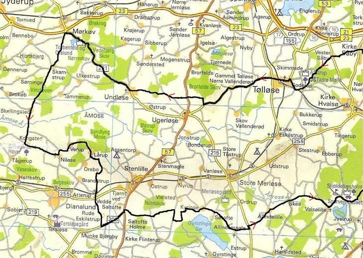 Rutekort Sjælland - Vest - Mørkøv (2 kort) - Ca. 130 km billede 3