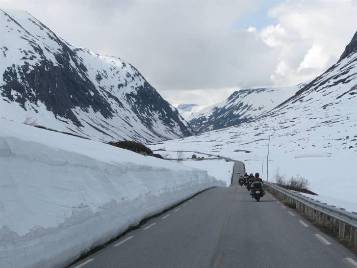 Norge Klanen indtager Polarcirklen - Trollstigen var åbnet dagen inden vi kørte igennem. Sne var der stadig nok af, heldigvis bare ikke på vejen. billede 40