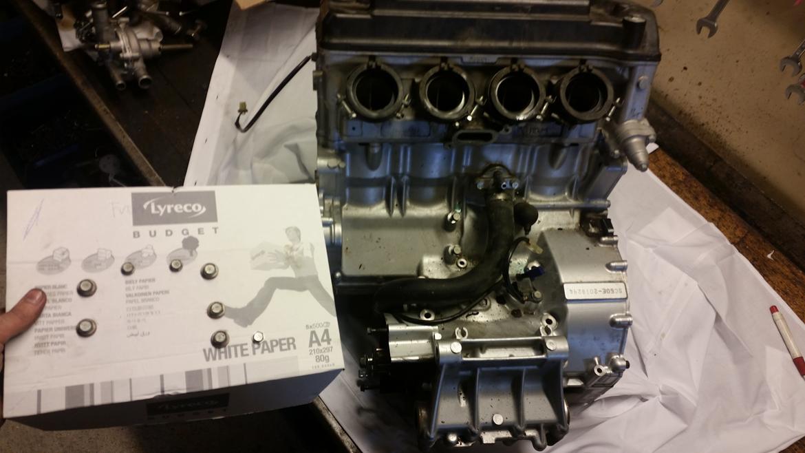 Motor / gearkasse skift af CBR 929 / 954 - Boltene har forskellige længder, så en god ide at placere dem i noget pap som skitse. billede 11