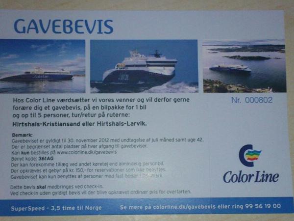 Fribillet til Norge bil+5 personer (sidste gang :-)