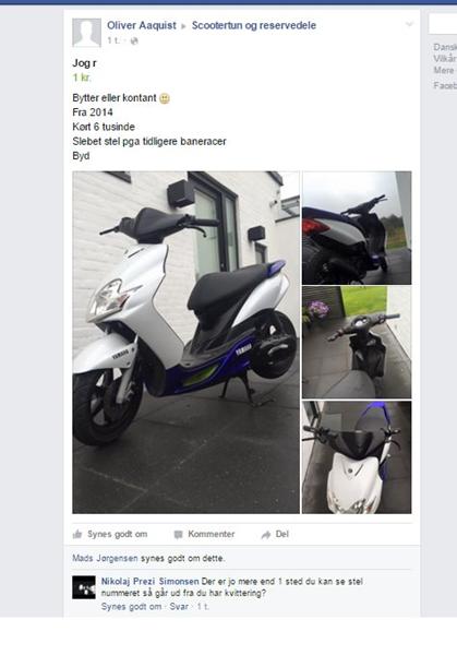 Stjålet scooter tilsalg, er man bare naiv?