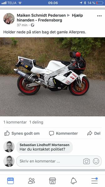 Stjålet Yamaha i Nordsjælland.