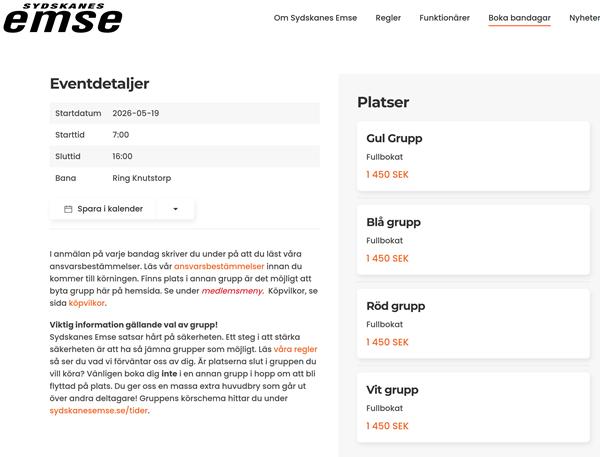 Trackdag 19/5 EMSE Knutstorp Gul Gruppe til salg 1000 kr