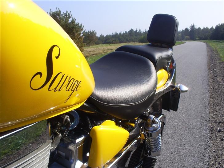 Suzuki Savage LS 650  - tanken efter den er blevet malet og de ny sæder.. billede 11