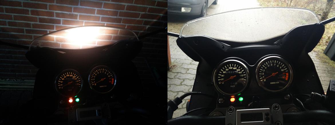 Suzuki GS500F - Sammenligning mellem før/efter LED i instrumentbordet. Det giver sig bedre ud i virkeligheden. billede 15