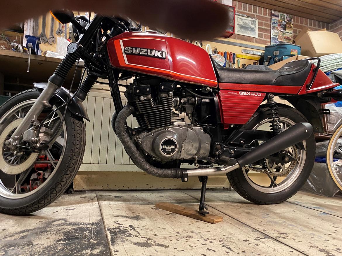 Suzuki GSX400E - Cafe Racer potte med ny rustfri 35 graders samlestykke og original forrør. billede 26