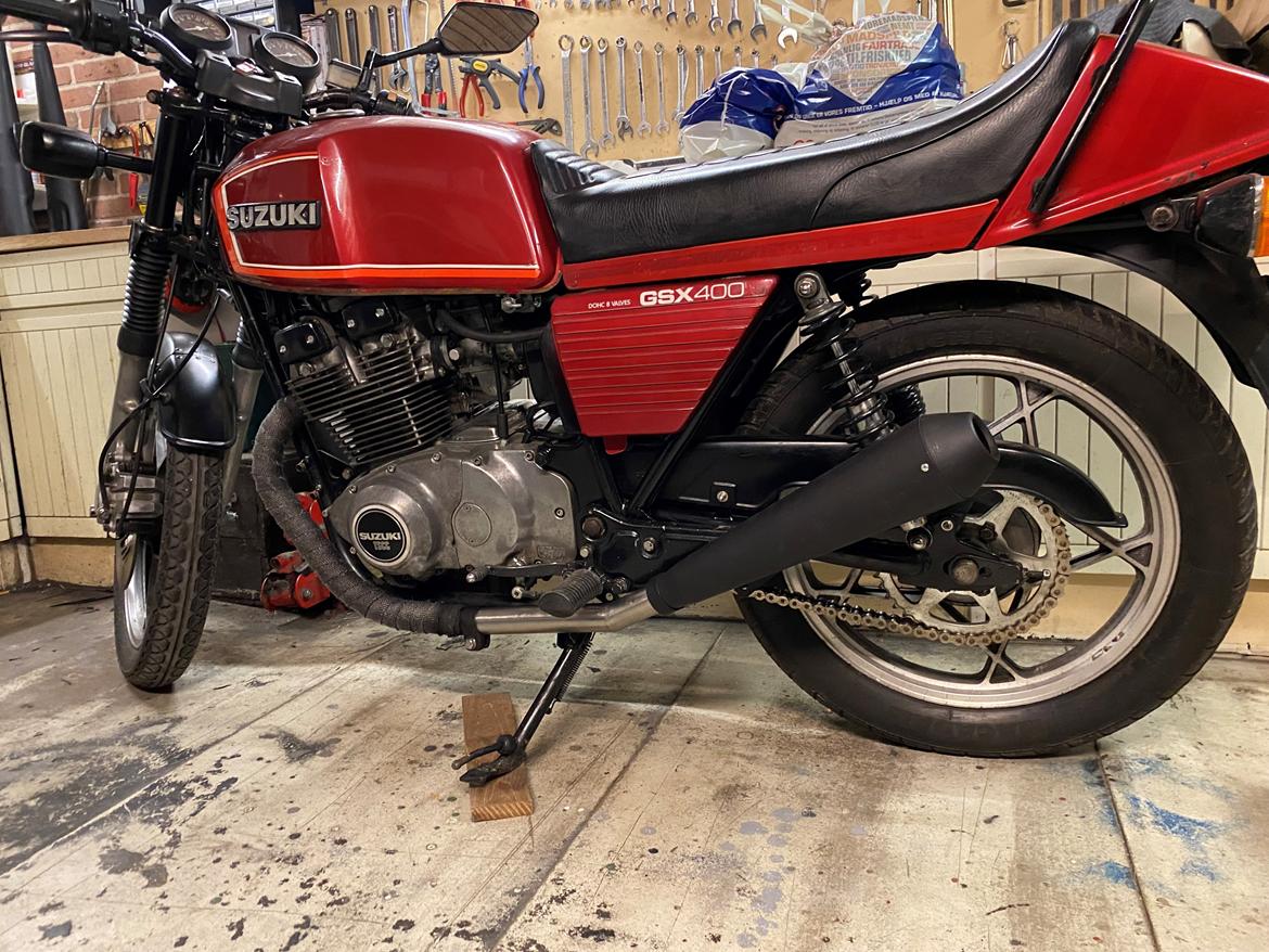 Suzuki GSX400E - Cafe Racer potte med ny rustfri 35 graders samlestykke og original forrør. billede 25