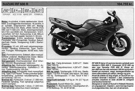 Suzuki RF 600R - Det skulle så være spec for RF600R årgang 94 som min billede 2