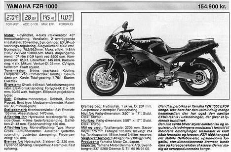 Yamaha FZR 1000  **SOLGT** - MC-Revy´en 1991 billede 16