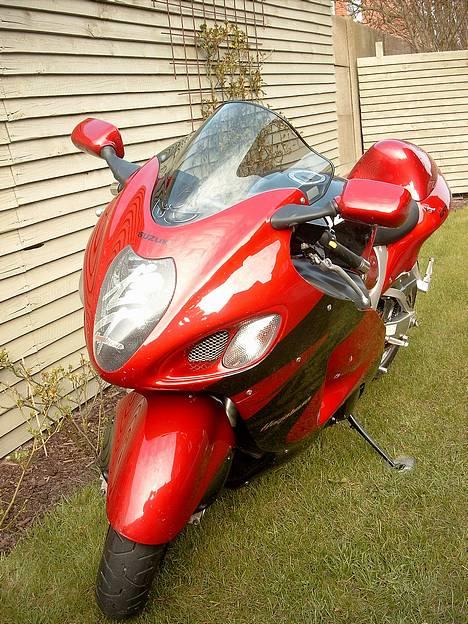 Suzuki GSX1300R Hayabusa  :Red - dobbelbobbel kåbeglas og hvide blink billede 3