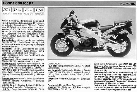 Honda CBR 900 RR TOTALSKADET - datablad billede 10