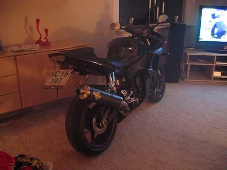 Yamaha YZF-R6 05 - Sådan en lille ny skal da ikke stå ude i kold garage, nej den skal da med ind og se TV billede 4
