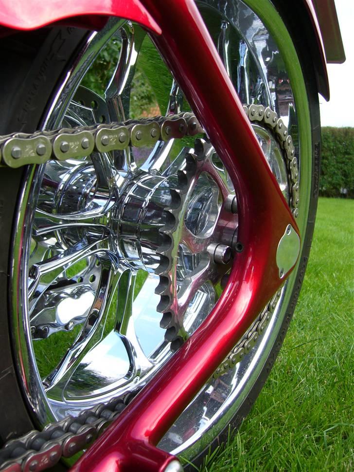 Harley Davidson Shovelhead  - Fælg fra Weldraceing.8,5 x 18 krom.Pully 65 tands fra Weldraceing. billede 10