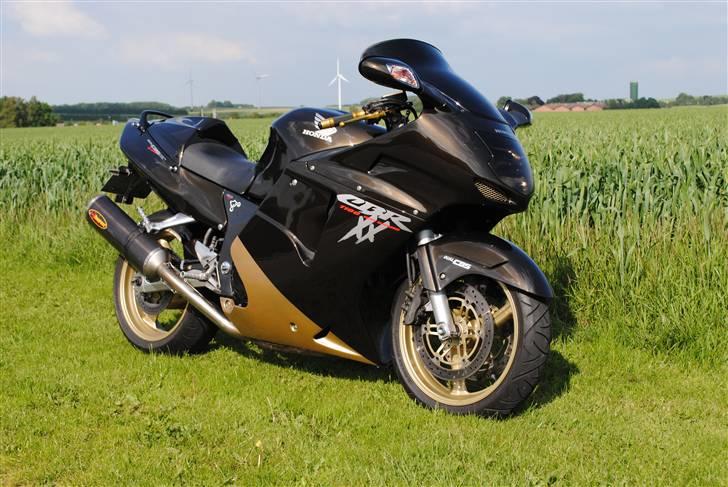 Honda cbr 1100 xx SOLGT - Mørktonet forlygte holder vist ikke til et møde med en panser. Foto fra sommer 2011 billede 1