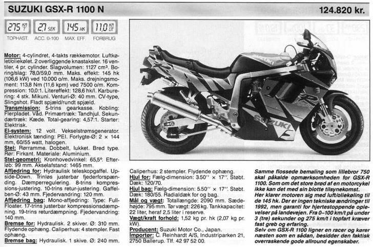 Suzuki GSX-R 1100 N  - Lidt data over cyklen. billede 10