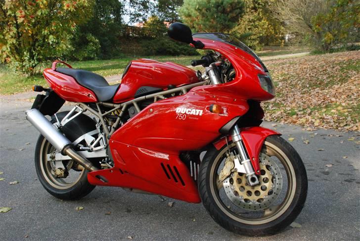Ducati 750 SS ie - CRASH - - Efteråret 2007 - har pillet sædeskallen af, men den klæder hende ellers! billede 2