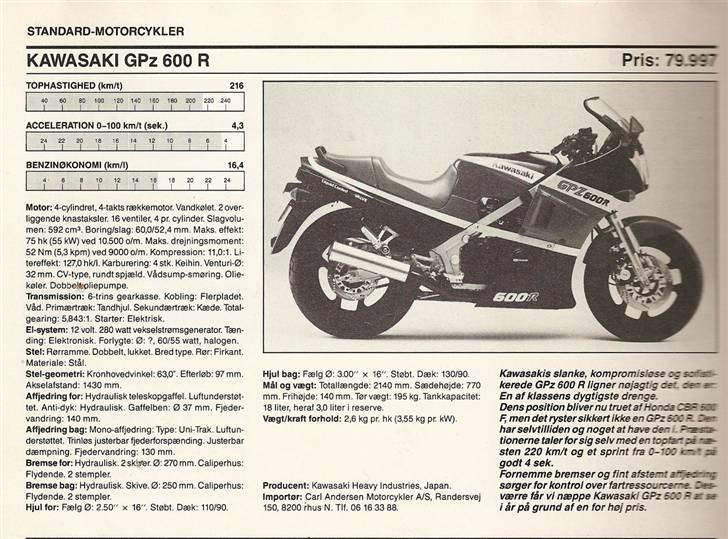 Kawasaki GPZ 600 R *SOLGT* - MC Revyen 1987 billede 6