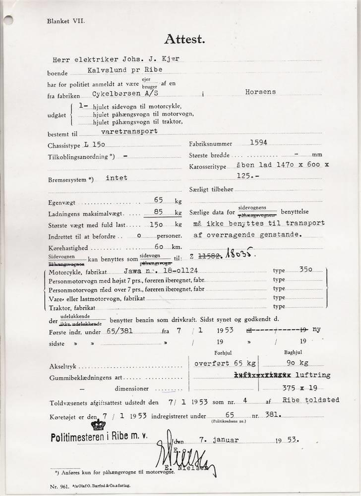 Jawa 350 model 18 - attest sidevogn billede 8