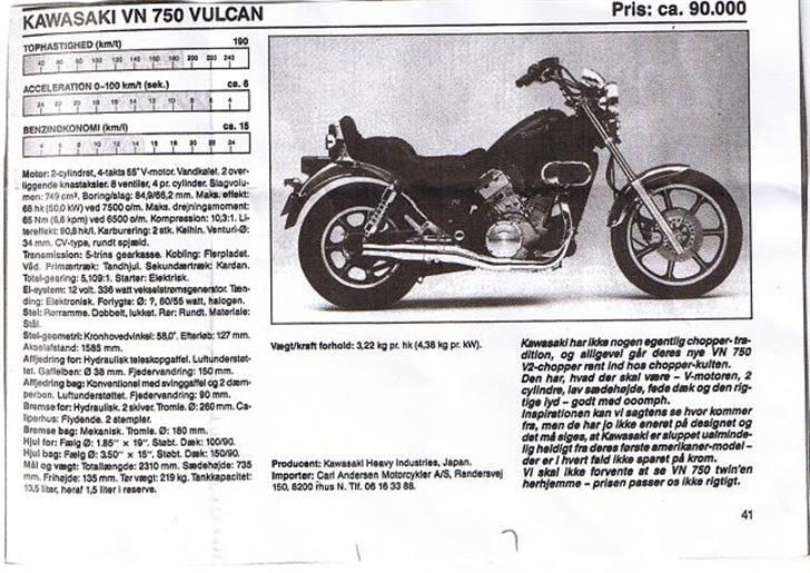 Kawasaki VN750 - Original anmeldelse fra - tror jeg - TouringNyt anno ca 1987 billede 2