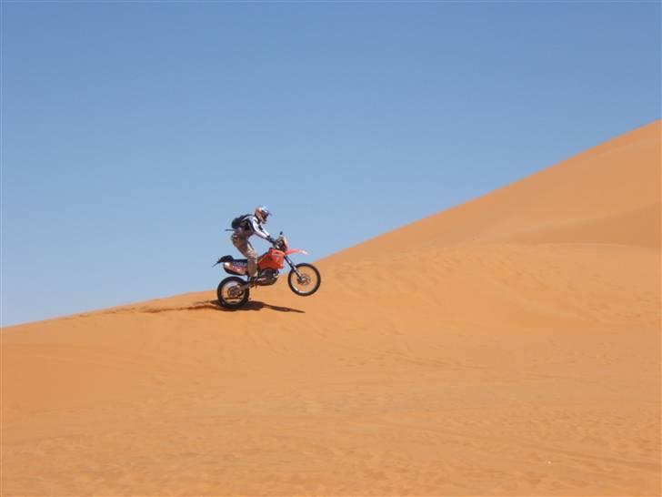 KTM 525 EXC - Legeplads for store drenge. Cyklen klarede sig godt. Tilpas hestekræfter trods alt ekstra udstyret. Og styreegenskaberne stadig forbløffende gode trods den store tank billede 5