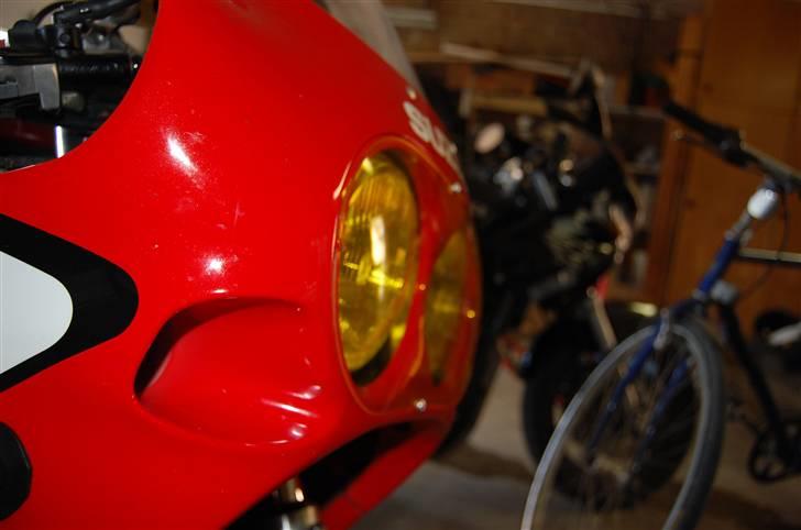 Suzuki gsxr 750 - Lockhart Phillips gult forlygteglas, ægte 80´er racerlir billede 7