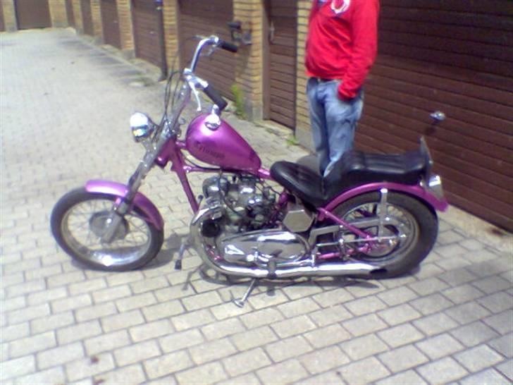 Triumph t100 PAINKILLER - Her er Triumphen samme uge som jeg købte den i sommeren 05..en var en mærkelig lilla farve og med navnet MAMBA  billede 1
