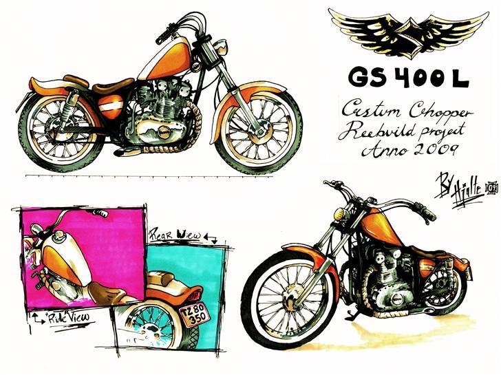 Suzuki GS 400L * OMBYGNING* - Markertegning af tøsen, som hun gerne skulle se ud til april/maj, når hun fylder 30 billede 2