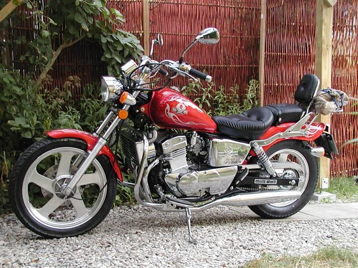 Regal Raptor DD250E-9 - En magelig opret kørestilling, fodplader langt fremme og bredt styr. billede 1