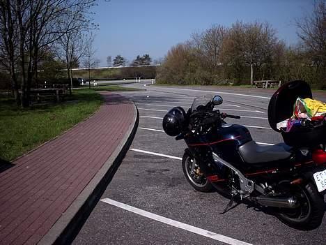 Suzuki GSX 1100F (Solgt) - Lige landet igen. Begyndte at slingre lidt ved 250 km/t. Skyldes måske slidte dæk og topboks. billede 5