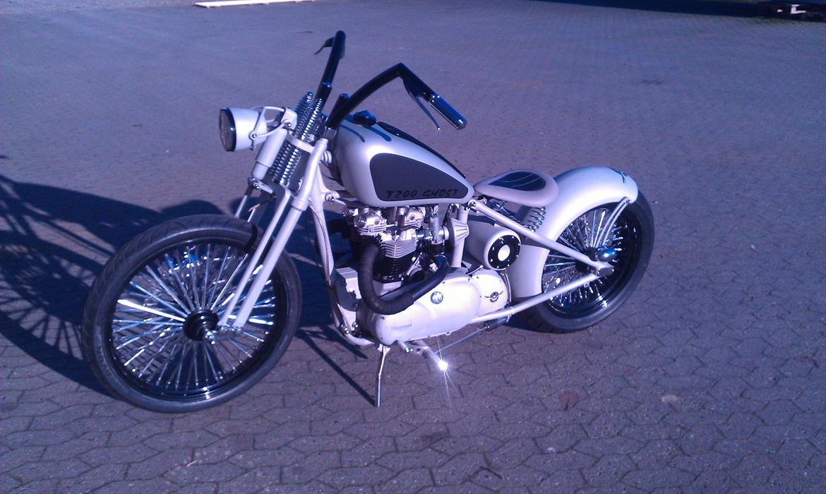 Triumph T200 Ghost / Best Classic Custom Bike 2012 - Custom made Triumph with 200 rear Tire and chain converter kit billede 5