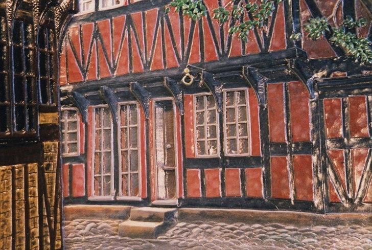 Min anden hobby 3, Læder Billeder - Flere vinduer og bindingsværk og endda med grene og blade i forgrunden, og det er ikke noget der gør det nemmere at lave. billede 14