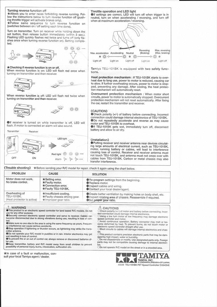 Tamiya TEU-101BK manual billede 2