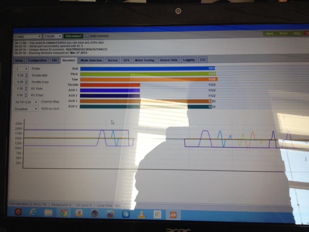 Multirotor Night Hawk Pro 280 - Opsætning via pc program, mæsten lige til at gå til. 1 time så havde jeg sat mig ind i det billede 15