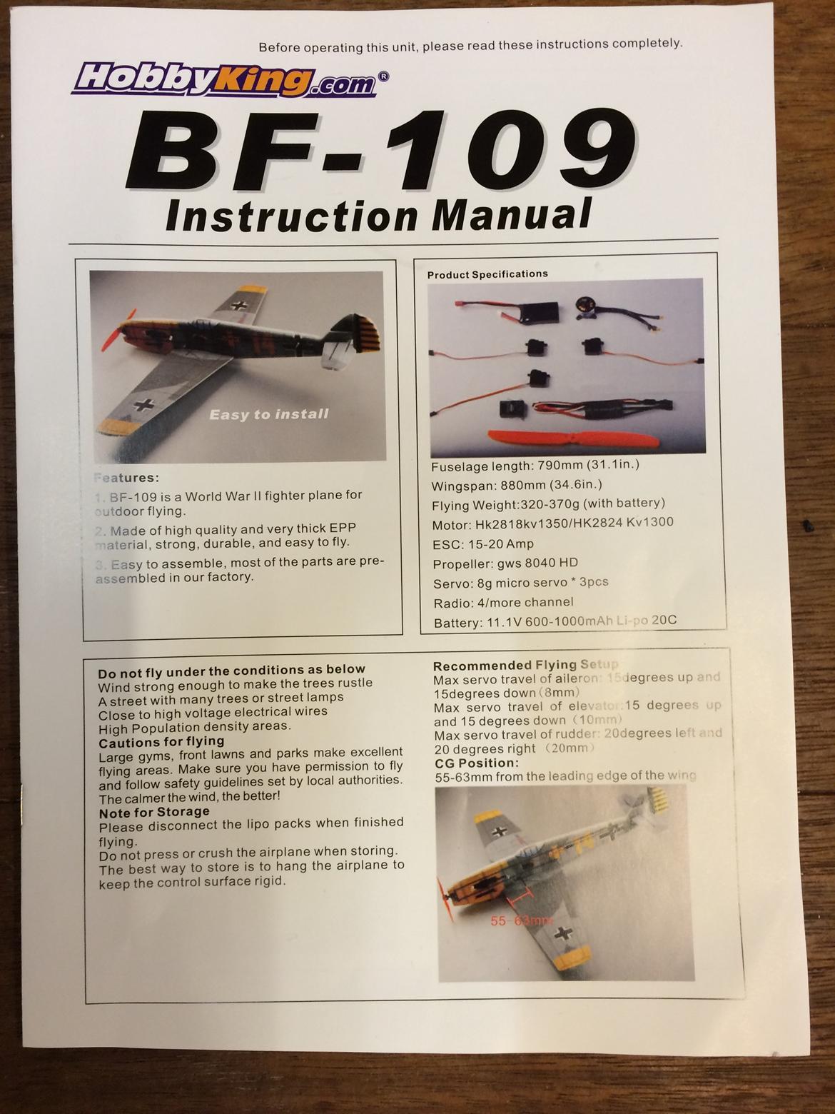 Fly Hobbyking ME109 Combat EPP - Super "bygge foto" billede 11