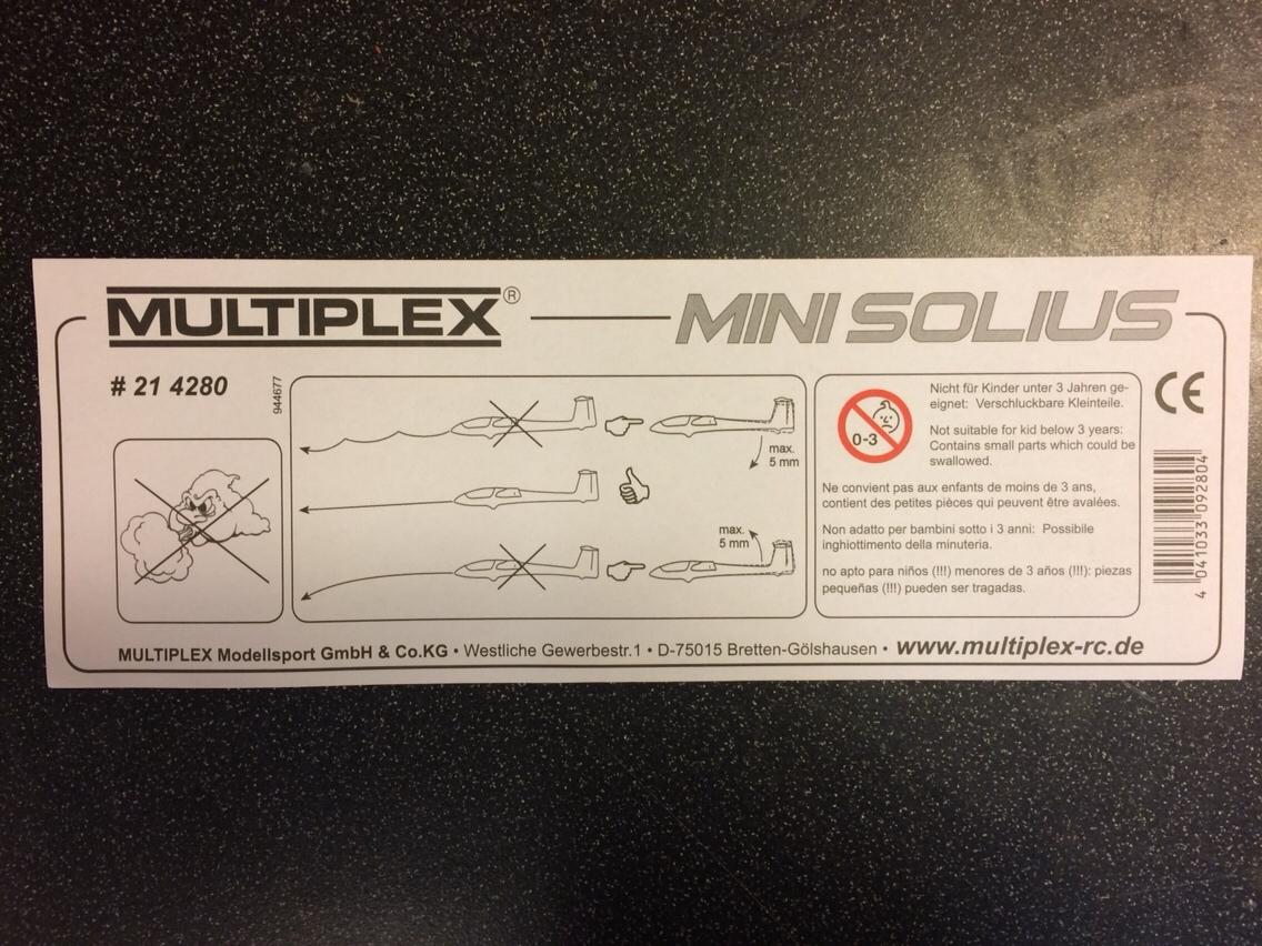 Fly Multiplex Mini Solius RC Conversion - Det var hvad der var af info ha ha ikke meget at sige om den her lile "skum-fætter" billede 2