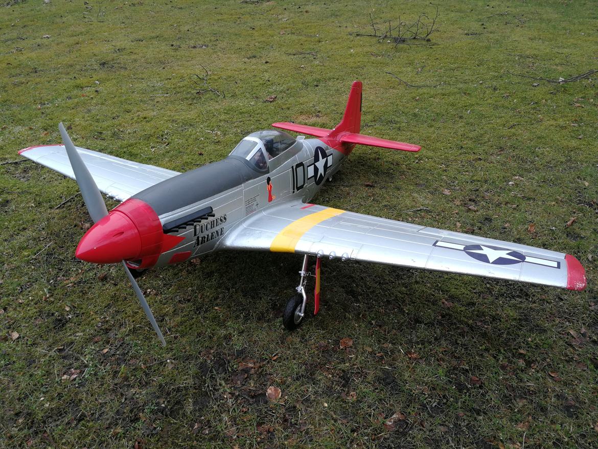 Fly FMS Mustang P51D red tail  (solgt) billede 1
