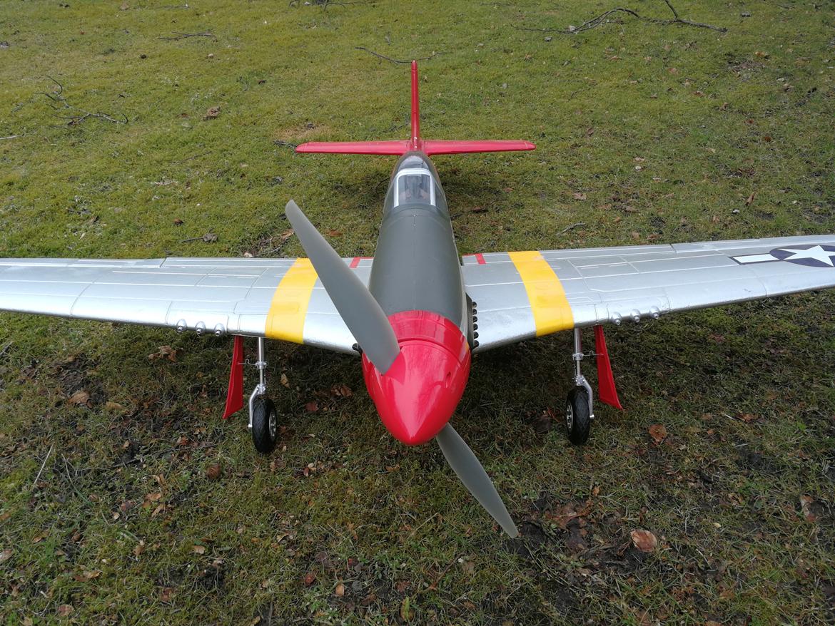 Fly FMS Mustang P51D red tail  (solgt) billede 2