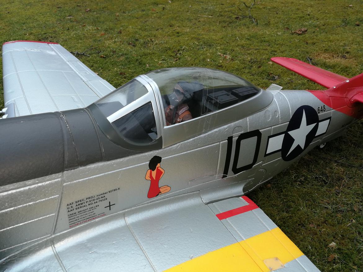 Fly FMS Mustang P51D red tail  (solgt) billede 4