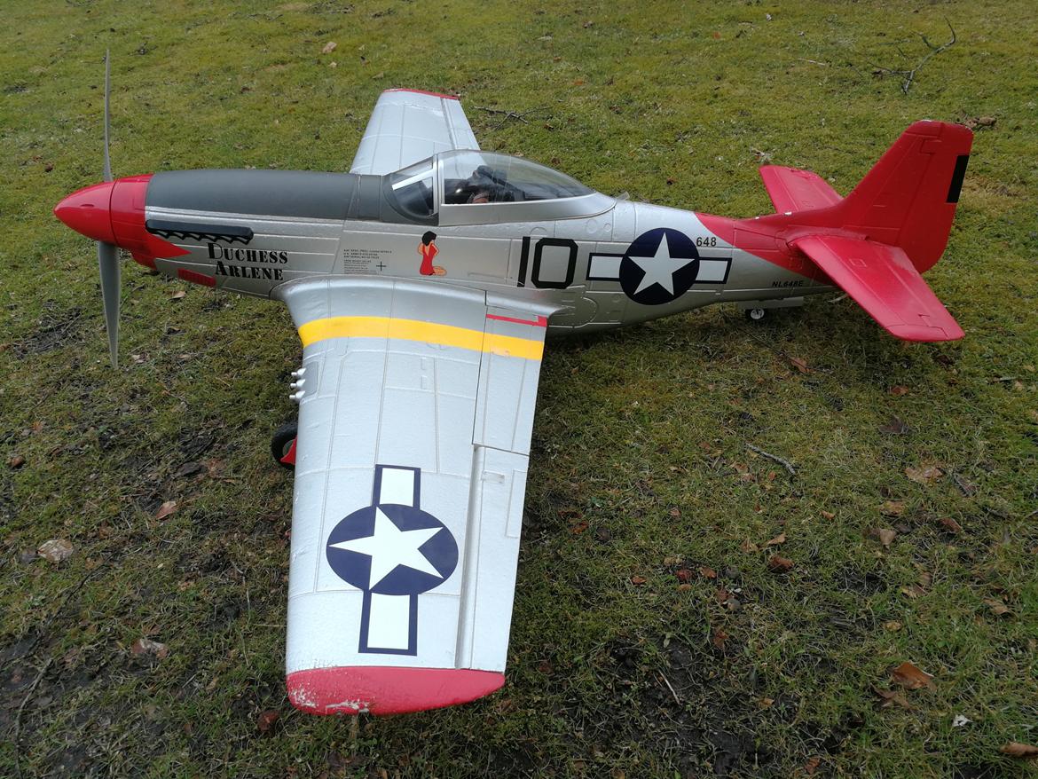 Fly FMS Mustang P51D red tail  (solgt) billede 6