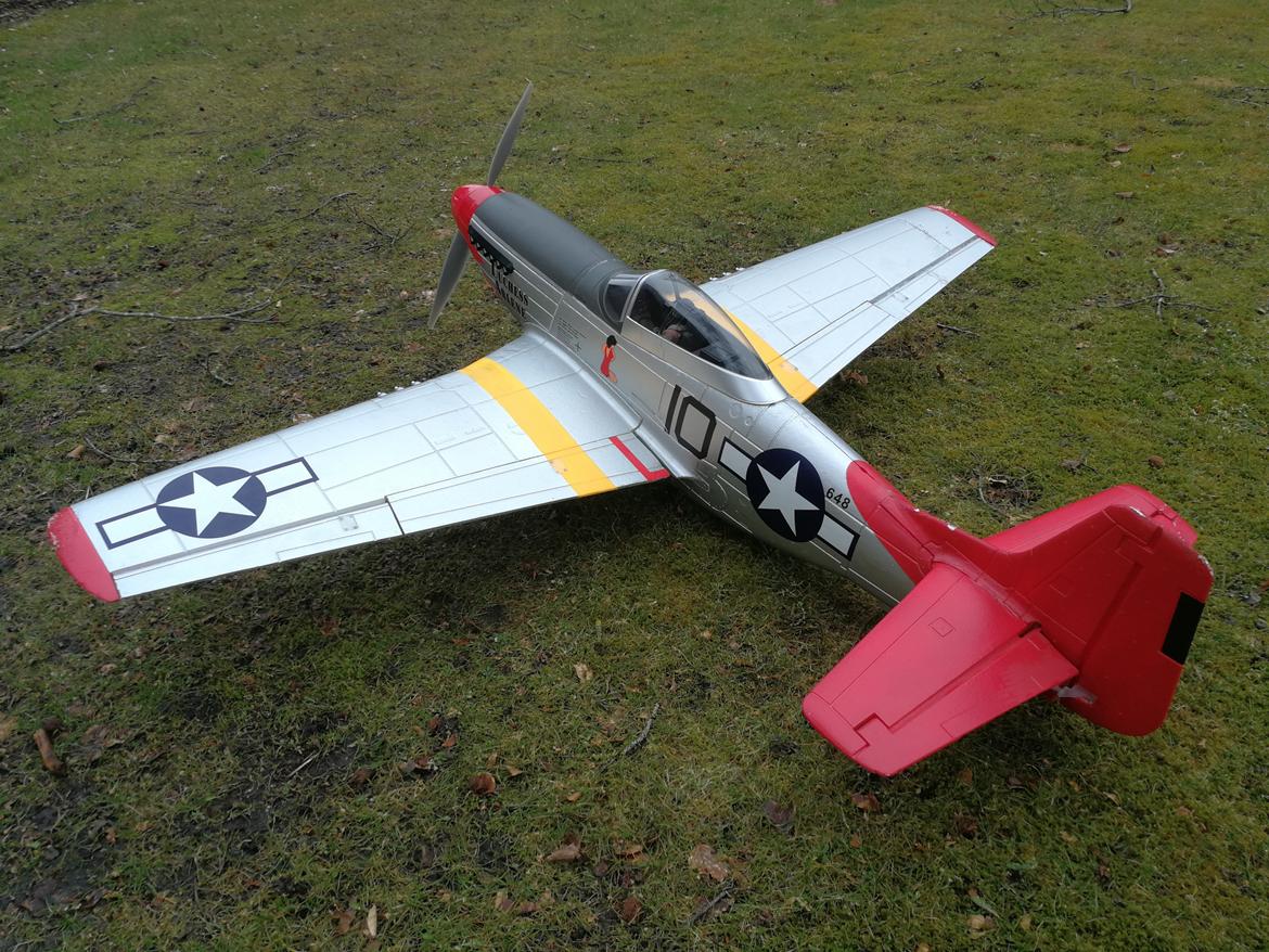 Fly FMS Mustang P51D red tail  (solgt) billede 7