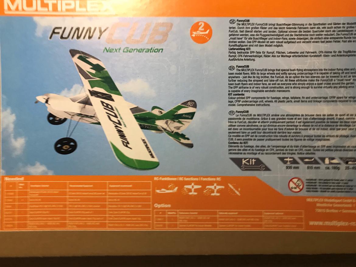 Fly Multiplex FunnyCup - Kassen med data billede 2