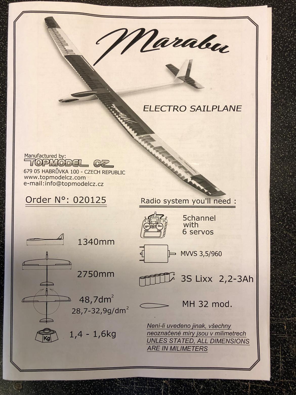 Fly TOPMODEL Marabu - Data samt samle manual billede 39