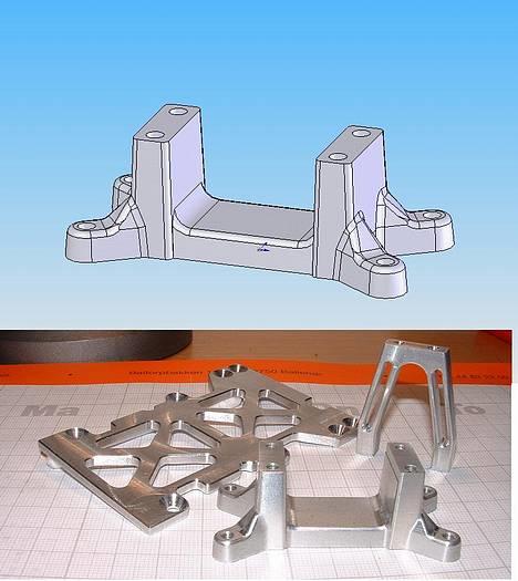 Truck Traxxas T-Maxx TRX 2.5 - CNC Homecrafted SkidPlate, Servo mount og Enginemount billede 5
