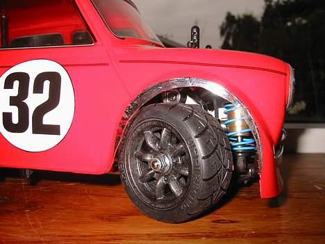 Bil 1:10 Tamiya Mini Cooper - Reinforced wheels, HPI X-Pattern Belted compound B15-40 dæk billede 6