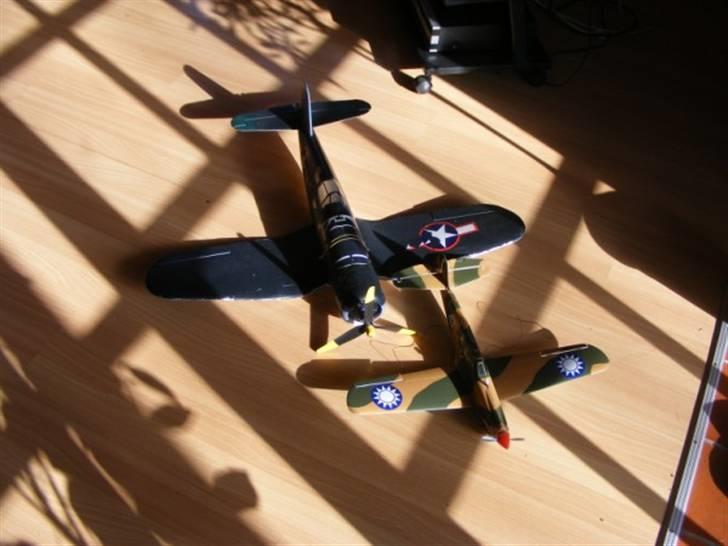 Fly COX Wings P-40 Warhawk  - Sammenligning med en   Corsair F4U-1 fra Alfa model billede 11